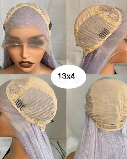 Synthetic lace frontal color wig straight---13*4---lavender purple color--pay 1 get 2