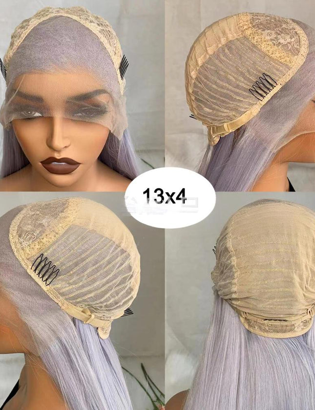 Synthetic lace frontal color wig straight---13*4---lavender purple color--pay 1 get 2