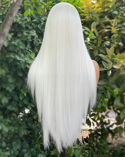 Fiber lace frontal color wig straight---13*4---White color---pay 1 get 2