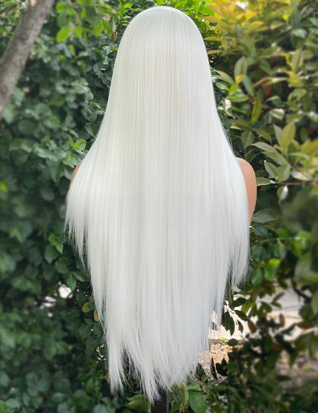Fiber lace frontal color wig straight---13*4---White color---pay 1 get 2
