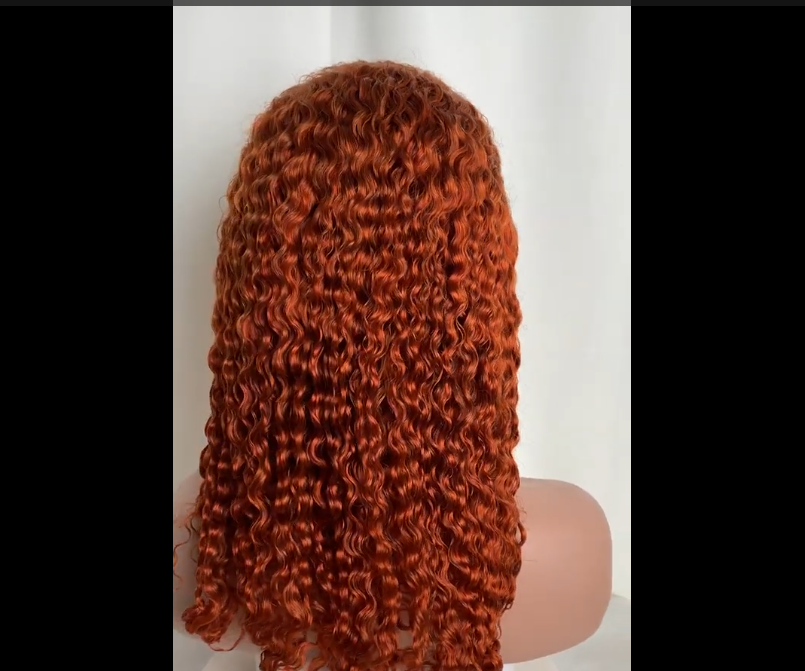 Burnt Orange  Jerry Curly Bob Wig 13x4 Lace Front 100% Virgin Human Hair