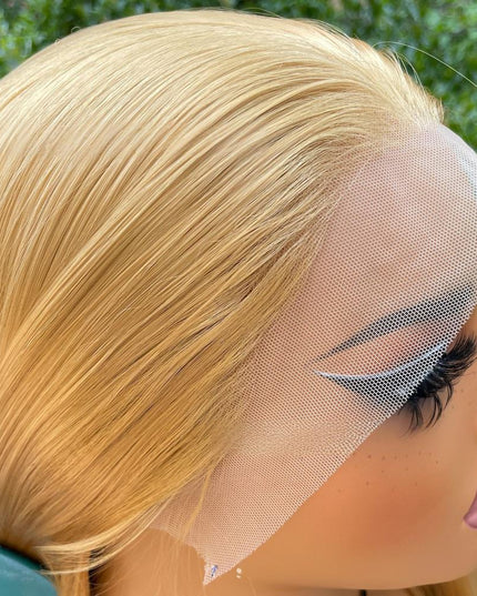 Synthetic lace frontal color wig straight---13*4---golden color---pay 1 get 2