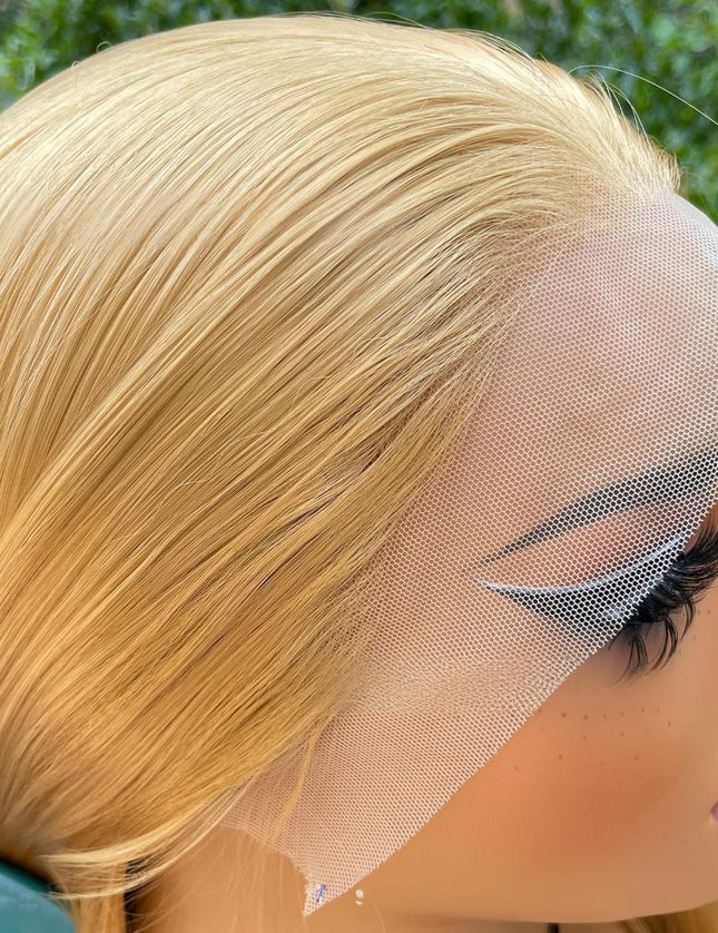 Synthetic lace frontal color wig straight---13*4---golden color---pay 1 get 2