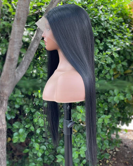Synthetic lace frontal color wig straight---13*6---natural black color