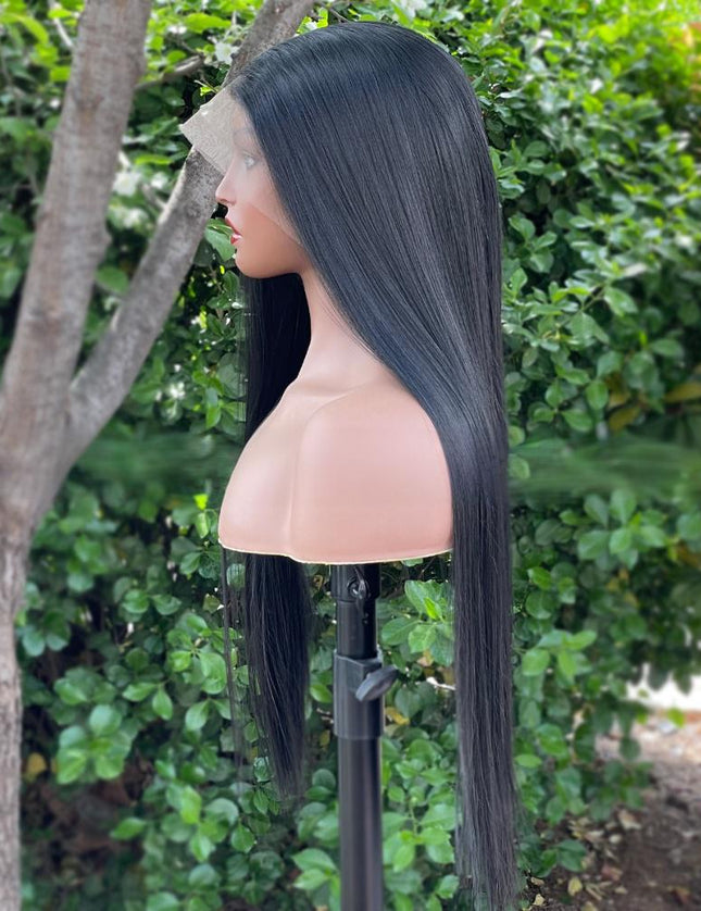 Synthetic lace frontal color wig straight---13*6---natural black color