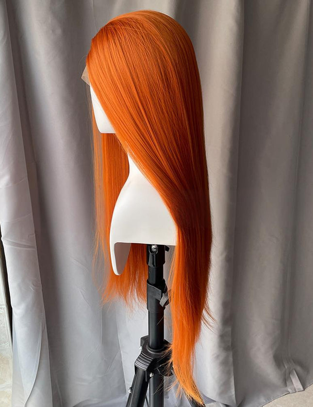 Synthetic lace frontal color wig straight---13*4---ginger color---pay 1 get 2