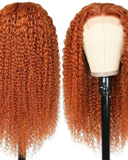water wave ginger color 4x4，5x5 Lace closure 100% Virgin Human Hair Wig 15A