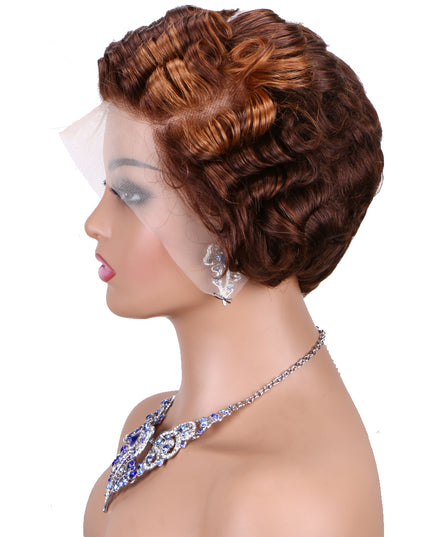 Pixie Cut wig 13x4 lace Frontal ombre #4/30 ---JK06