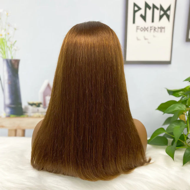 straight brown color, 13x4 Lace Frontal wig 100% Virgin Human Hair Wig 15A