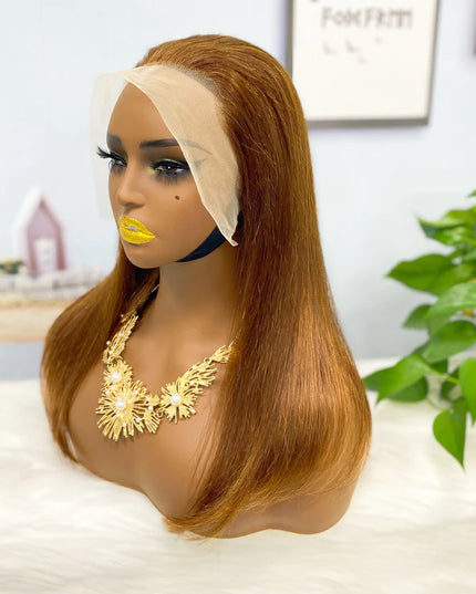 straight brown color, 13x4 Lace Frontal wig 100% Virgin Human Hair Wig 15A