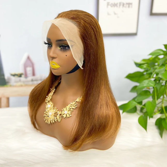 straight brown color, 13x4 Lace Frontal wig 100% Virgin Human Hair Wig 15A