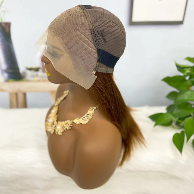 straight brown color, 13x4 Lace Frontal wig 100% Virgin Human Hair Wig 15A