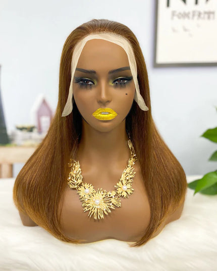 straight brown color, 13x4 Lace Frontal wig 100% Virgin Human Hair Wig 15A