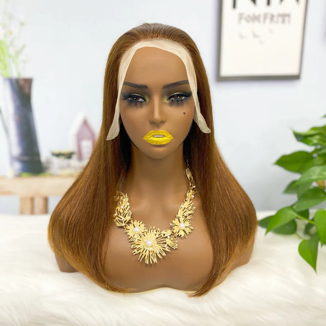 straight brown color, 13x4 Lace Frontal wig 100% Virgin Human Hair Wig 15A