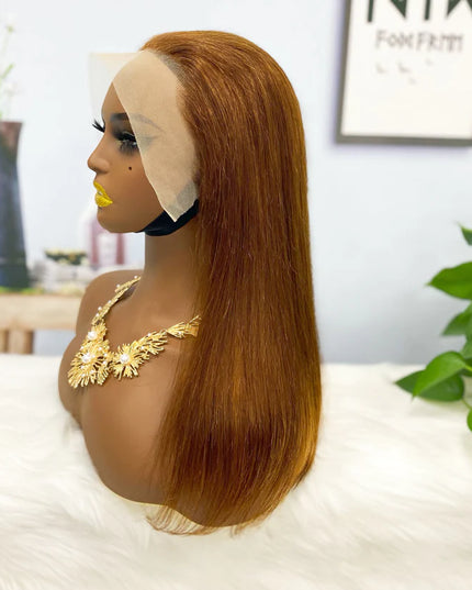 straight brown color, 13x4 Lace Frontal wig 100% Virgin Human Hair Wig 15A