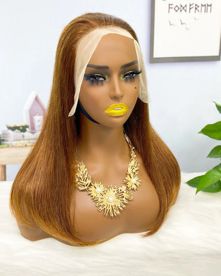 straight brown color, 13x4 Lace Frontal wig 100% Virgin Human Hair Wig 15A