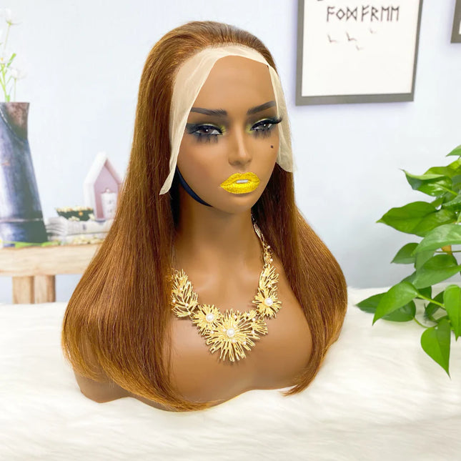 straight brown color, 13x4 Lace Frontal wig 100% Virgin Human Hair Wig 15A