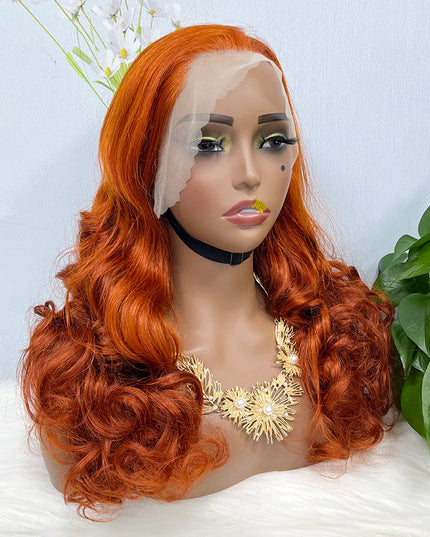 Loose wave ginger color #350 lace Frontal 13x4 density Virgin Human Hair Wig 15A