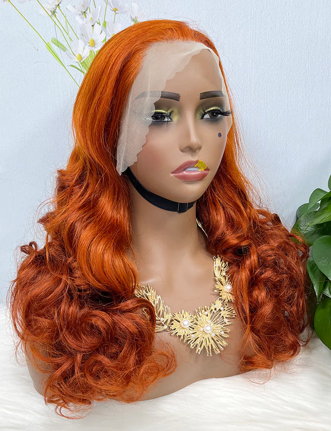 Loose wave ginger color #350 lace Frontal 13x4 density Virgin Human Hair Wig 15A