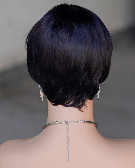 Machine made pixie cut wig---JK9069-#1B---pay 1 get 2