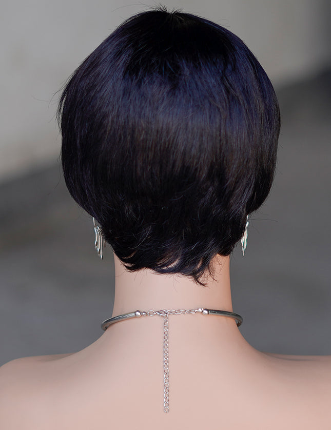 Machine made pixie cut wig---JK9069-#1B---pay 1 get 2