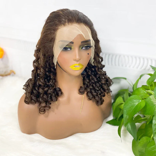 Big pixie color #4, 13x4 Lace Frontal wig 100% Virgin Human Hair Wig 15A