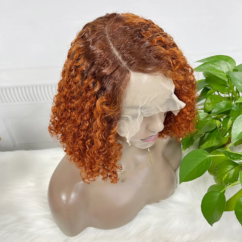 Pixie curly color #T4/350  Bob Wig 13x4 Lace Front 100% Virgin Human Hair