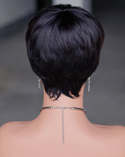 Machine made pixie cut wig---CX036-#1B-pay 1 get 2