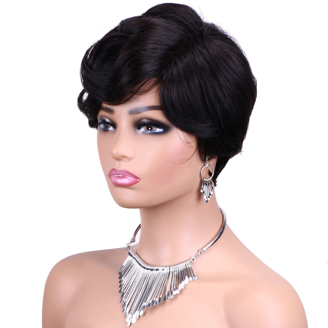 Machine made pixie cut wig--JKCX007-#1B---RMB 61