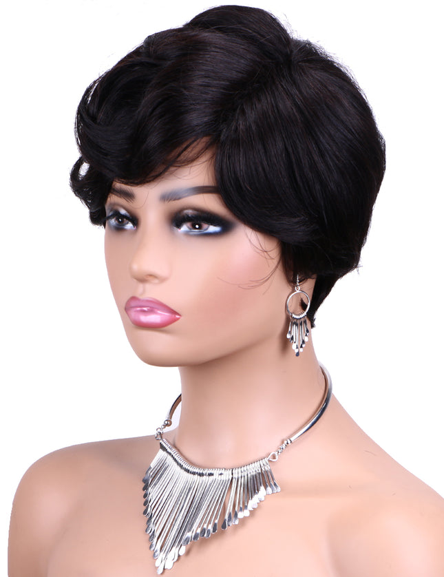 Machine made pixie cut wig--JKCX007-#1B---pay 1 get 2