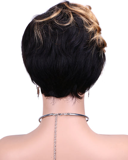 Machine made pixie cut wig---JKCX007---#1B/27---pay 1 get 2