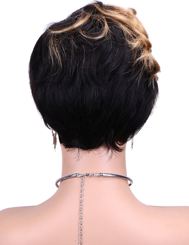 Machine made pixie cut wig---JKCX007---#1B/27---pay 1 get 2