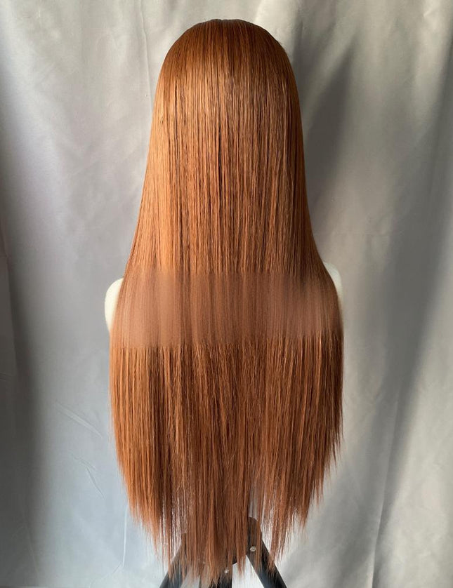 Synthetic lace frontal color wig straight---13*4---light brown color---pay 1 get 2