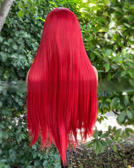 Synthetic lace frontal color wig straight---13*4---Ruby red color--pay 1 get 2
