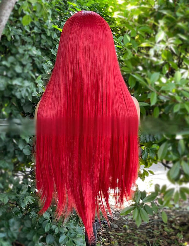 Synthetic lace frontal color wig straight---13*4---Ruby red color--pay 1 get 2