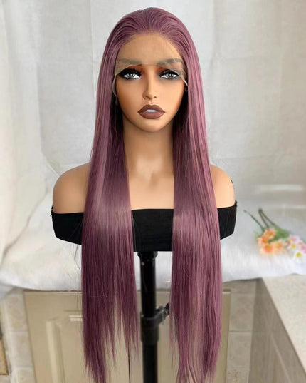 Synthetic lace frontal color wig straight---13*4---taro purple color--pay 1 get 2