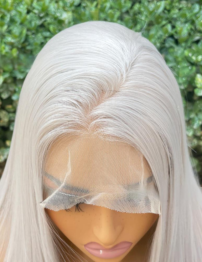 Synthetic lace frontal color wig straight---13*4---Misty gray color---pay 1 get 2
