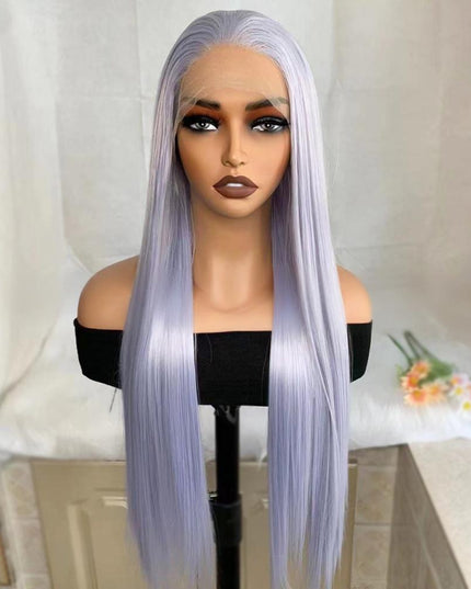 Synthetic lace frontal color wig straight---13*4---lavender purple color--pay 1 get 2
