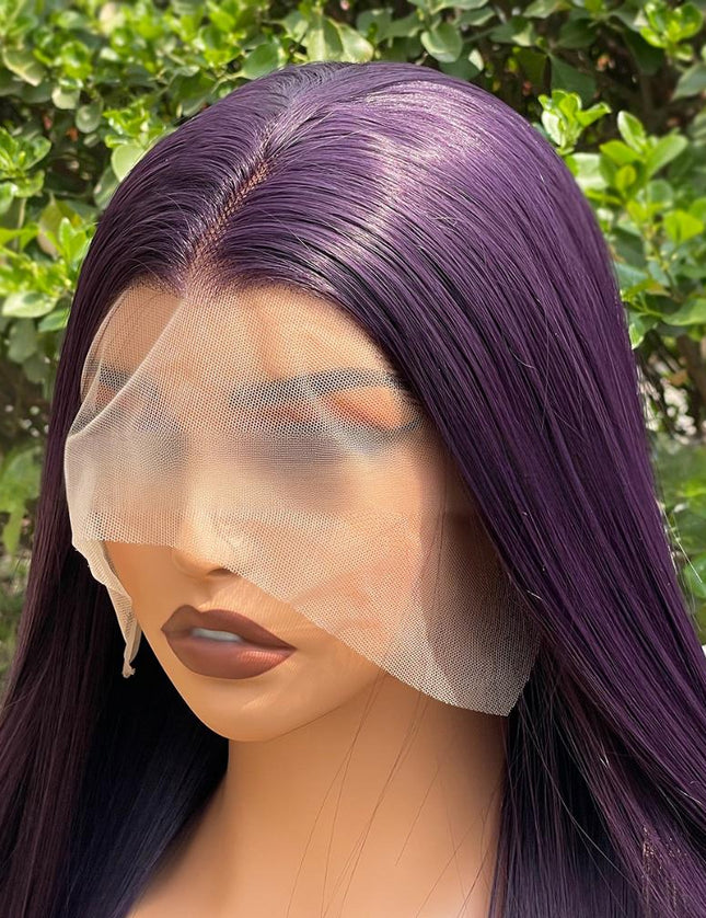 Synthetic lace frontal color wig---13*4---Purple color