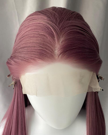 Synthetic lace frontal color wig straight---13*4---Dusty Purple color---pay 1 get 2