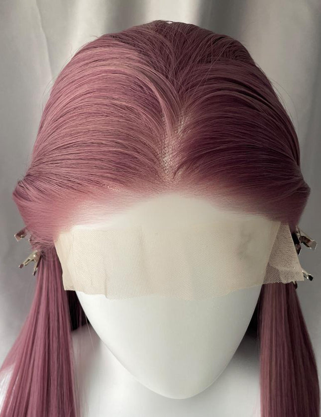 Synthetic lace frontal color wig straight---13*4---Dusty Purple color---pay 1 get 2