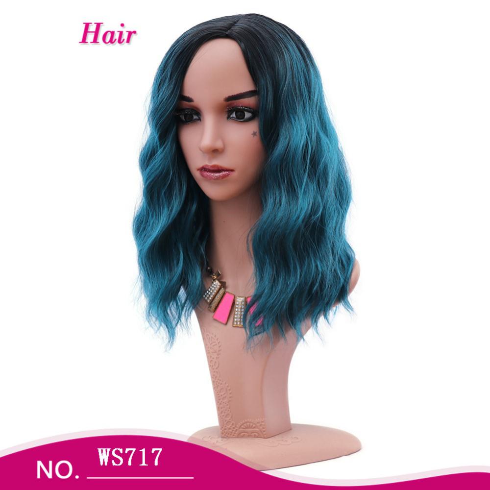 Fiber ombre green color Wig