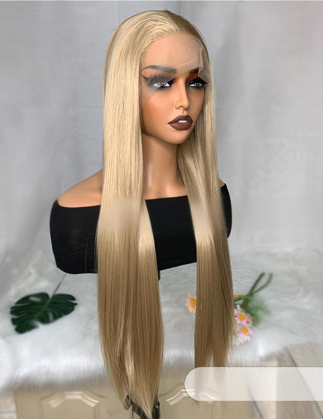 Synthetic lace frontal color wig straight---13*4---Sand gold color--pay 1 get 2