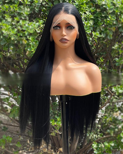 Synthetic lace frontal color wig---13*6---natural black color