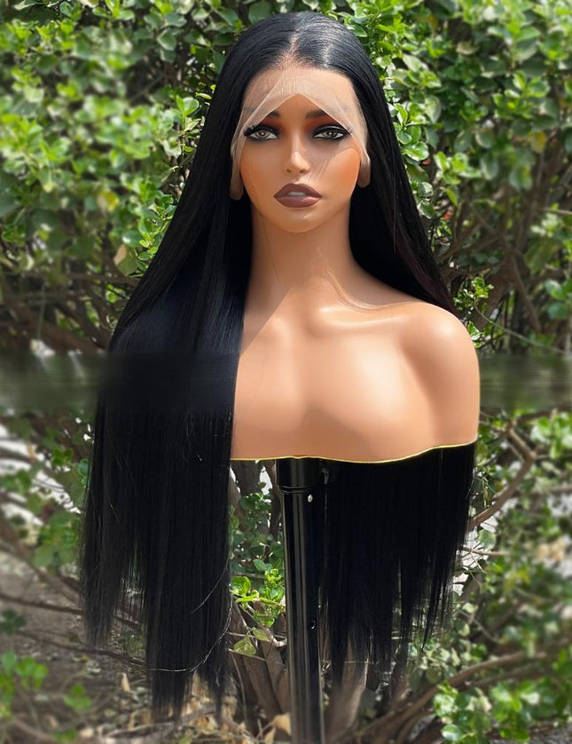 Synthetic lace frontal color wig---13*6---natural black color