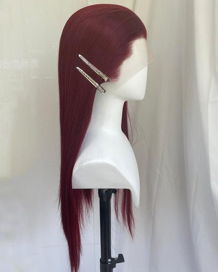 Synthetic lace frontal color wig---13*4---Raspberry Red color