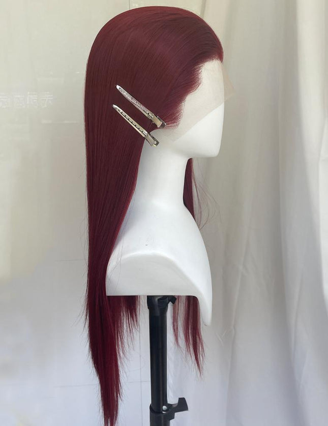 Synthetic lace frontal color wig---13*4---Raspberry Red color