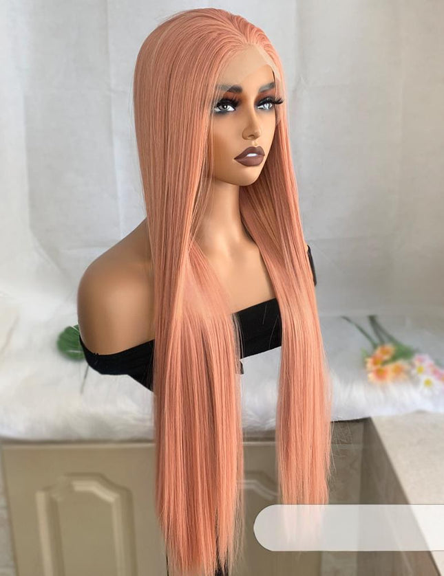 Synthetic lace frontal color wig---13*4---smoke pink color--- pay 1 get 2