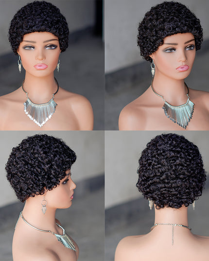 Machine made pixie cut wig---JK9044---#1B-pay 1 get 2