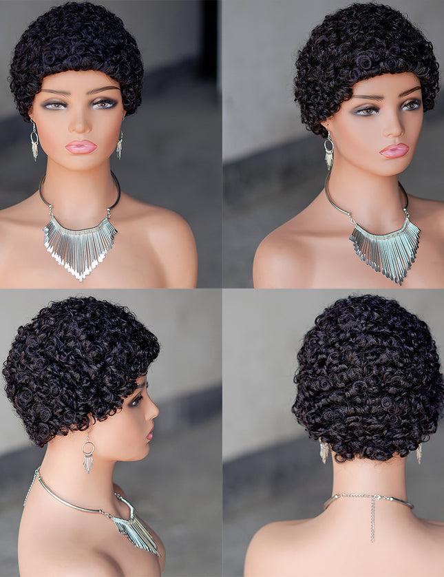 Machine made pixie cut wig---JK9044---#1B-pay 1 get 2